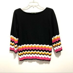 Nicaya Women’s Black 3/4 Sleeve Lace Crochet Embroidered Top